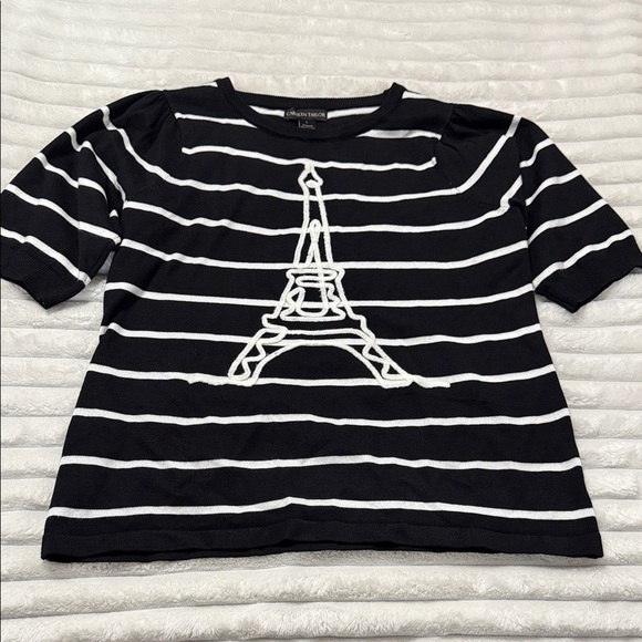 Carolyn Taylor Striped Top with Eiffel Tower Design - Picture 1 of 5